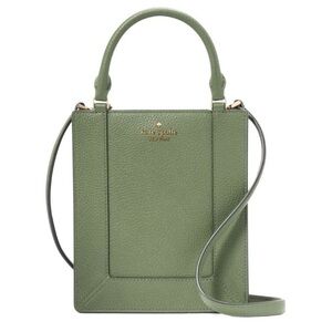 NEW Kate Spade Lena Mini Tote Bag Pebbled Leather Crossbody Green 8H x 7L x 2W"